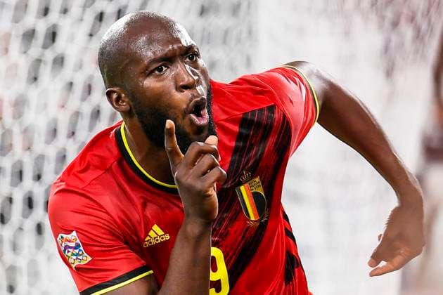Photo LaPresse - Fabio Ferrari October, 07 2021 Turin, Italy soccer Belgium vs France - Semi-final Nations League - Juventus stadium of Torino In the pic:Romelu Lukaku (Belgio)celebrates after gol 2-0  Copyright: xFabioxFerrari LaPressex