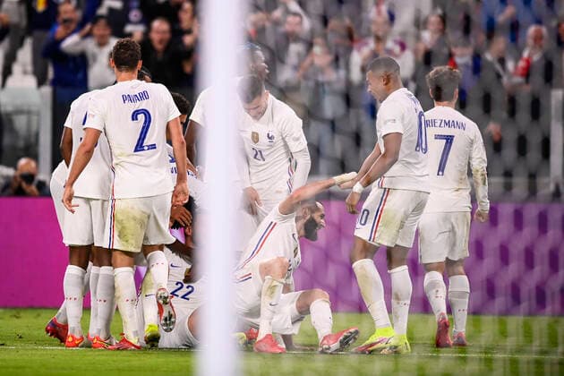 Photo LaPresse - Fabio Ferrari October, 07 2021 Turin, Italy soccer Belgium vs France - Semi-final Nations League - Juventus stadium of Torino In the pic:Theo Hernandez (France)celebrates after gol 2-3  Copyright: xFabioxFerrari LaPressex