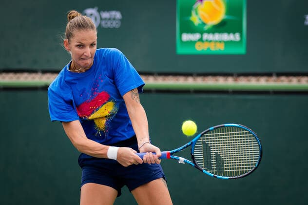 October 7, 2021, INDIAN WELS, UNITED STATES: Karolina Pliskova of the Czech Republic during practice ahead of the 2021 BNP Paribas Open WTA, Tennis Damen 1000 tennis tournament INDIAN WELS UNITED STATES - ZUMAa181 20211007_zaa_a181_146 Copyright: xRobxPrangex