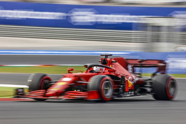 16 LECLERC Charles (mco), Scuderia Ferrari SF21, action during the Formula 1 Rolex Turkish Grand Prix 2021, 16th round of the 2021 FIA Formula One World Championship, WM, Weltmeisterschaft from October 8 to 10, 2021 on the Istanbul Park, in Tuzla, Turkey - F1 - TURKISH GRAND PRIX 2021 DPPI Panoramic  _F2_0106
