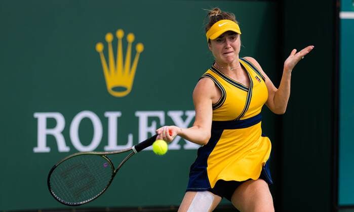 Mandatory Credit: Photo by Rob Prange Shutterstock (12524630bg) Elina Svitolina of Ukraine in action during the second round of the 2021 BNP Paribas Open WTA, Tennis Damen 1000 tennis tournament BNP Paribas Open, Tennis, Day 3, Indian Wells Tennis Garden, California, USA - 08 Oct 2021 BNP Paribas Open, Tennis, Day 3, Indian Wells Tennis Garden, California, USA - 08 Oct 2021 Copyright: xRobxPrange Shutterstockx 12524630bg