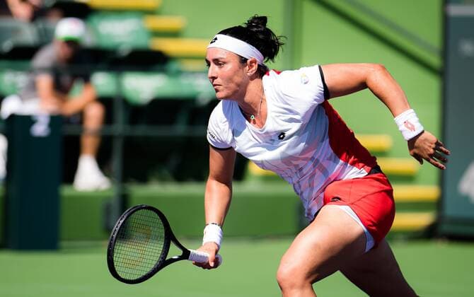 Mandatory Credit: Photo by Rob Prange Shutterstock (12524631an) Ons Jabeur of Tunisia in action during the second round at the 2021 BNP Paribas Open WTA, Tennis Damen 1000 tennis tournament BNP Paribas Open, Tennis, Day 4, Indian Wells Tennis Garden, California, USA - 09 Oct 2021 BNP Paribas Open, Tennis, Day 4, Indian Wells Tennis Garden, California, USA - 09 Oct 2021 Copyright: xRobxPrange Shutterstockx 12524631an