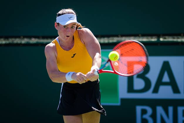 October 9, 2021, INDIAN WELS, UNITED STATES: Tamara Zidansek of Slovenia in action during the second round at the 2021 BNP Paribas Open WTA, Tennis Damen 1000 tennis tournament against Ana Konjuh of Croatia INDIAN WELS UNITED STATES - ZUMAa181 20211009_zaa_a181_170 Copyright: xRobxPrangex