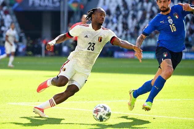Torino, Italy - October 10 : Michy Batshuayi forward of Belgium during to the UEFA Nations League Finals 2021 Third Place match between Italy and Belgium on October 10, 2021 in Torino, Italy, 10 10 2021 ( Italy v Belgium UEFA Nations League Third Place Match PhotoNews Panoramic 