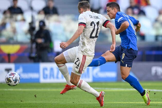 Photo LaPresse - Fabio Ferrari October, 10 2021 Turin, Italy soccer Italy vs Belgium - Final third place Nations League - Juventus stadium of Torino In the pic:Giacomo Raspadori (Italy)  Copyright: xFabioxFerrari LaPressex