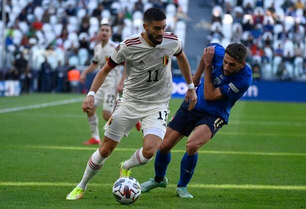 Torino, Italy - October 10 : Yannick Carrasco forward of Belgium during to the UEFA Nations League Finals 2021 Third Place match between Italy and Belgium on October 10, 2021 in Torino, Italy, 10 10 2021 ( Italy v Belgium UEFA Nations League Third Place Match PhotoNews Panoramic 