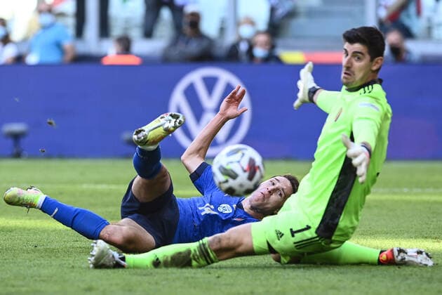 Db Torino 10 10 2021 - Uefa Nations League Italia-Belgio foto Daniele Buffa Image nella foto: Federico Chiesa-Thibaut Courtois 