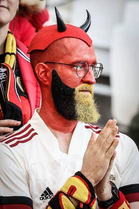 Belgium s supporters pictured during a soccer game between Belgian national team, Nationalteam Red Devils and Italy, the Nations League third-place play-off, in Torino, Italy, on Sunday 10 October 2021. BRUNOxFAHY  x3111025x