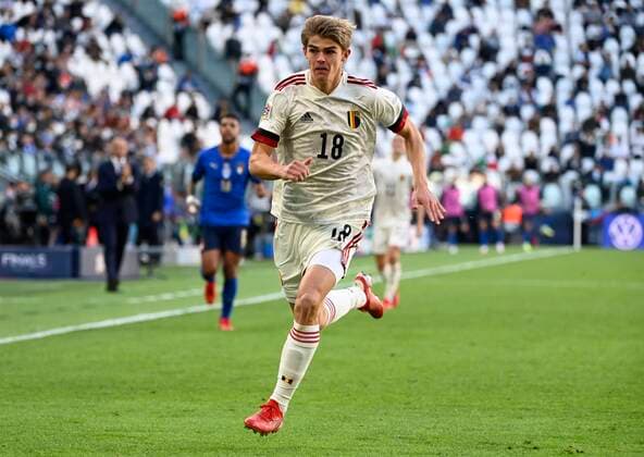 Torino, Italy - October 10 : Charles De Ketelaere midfielder of Belgium during the UEFA Nations League Finals 2021 Third Place match between Italy and Belgium on October 10, 2021 in Torino, Italy, 10 10 2021 ( Italy v Belgium UEFA Nations League Third Place Match PhotoNews Panoramic 