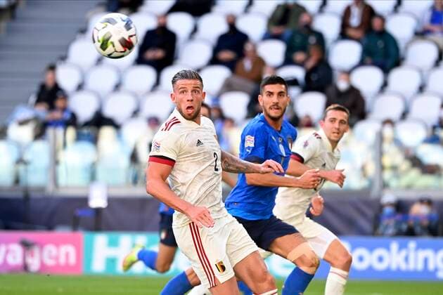 TORINO, ITALY - OCTOBER 10 : Toby Alderweireld defender of Belgium during to the UEFA Nations League Finals 2021 Third Place match between Italy and Belgium on October 10, 2021 in Torino, Italy, 10 10 2021 ( Italy v Belgium UEFA Nations League Third Place Match PhotoNews Panoramic 