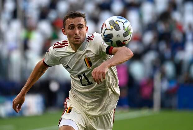 Torino, Italy - October 10 : Timothy Castagne defender of Belgium during the UEFA Nations League Finals 2021 Third Place match between Italy and Belgium on October 10, 2021 in Torino, Italy, 10 10 2021 ( Italy v Belgium UEFA Nations League Third Place Match PhotoNews Panoramic 