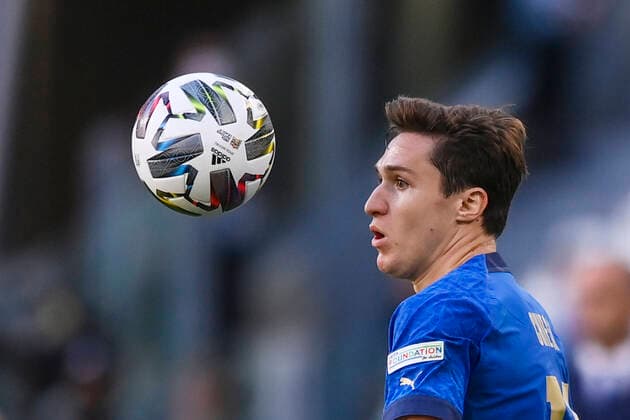 Photo LaPresse - Fabio Ferrari October, 10 2021 Turin, Italy soccer Italy vs Belgium - Final third place Nations League - Juventus stadium of Torino In the pic:Federico Chiesa (Italy)  Copyright: xFabioxFerrari LaPressex