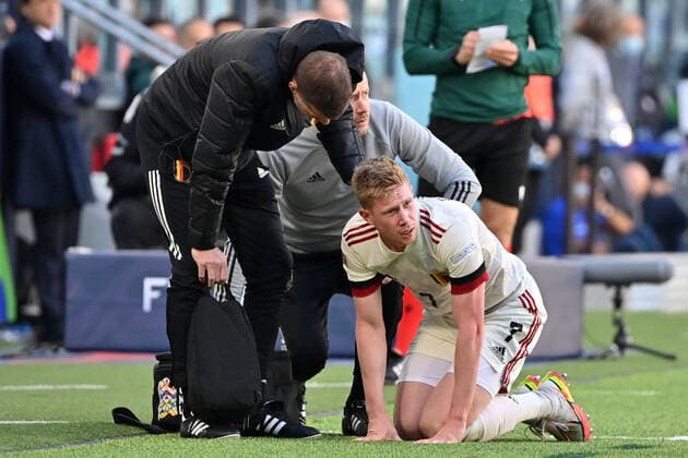 Belgium s Kevin De Bruyne pictured during a soccer game between Belgian national team, Nationalteam Red Devils and Italy, the Nations League third-place play-off, in Torino, Italy, on Sunday 10 October 2021. DIRKxWAEM  x3111166x