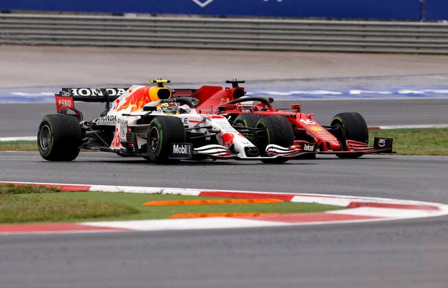 11 Sergio Perez MEX, Red Bull Racing , 16 Charles Leclerc MON, Scuderia Ferrari Mission Winnow , F1 Grand Prix of Turkey at Intercity Istanbul Park on October 10, 2021 in Istanbul, Turkey Photo by HOCH ZWEI Istanbul Turkey