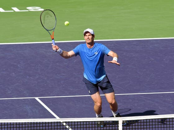 INDIAN WELLS, CA - OCTOBER 10: Andy Murray (GBR) in action during his men s singles match at the BNP Paribas Open on October 10, 2021, at the Indian Wells Tennis Garden, Indian Wells, CA. (Photo by Cynthia Lum Icon Sportswire) TENNIS: OCT 10 BNP Paribas Open Icon250211010619