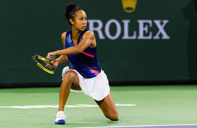 Mandatory Credit: Photo by Rob Prange Shutterstock (12524632ch) Leylah Fernandez of Canada in action during the third round at the 2021 BNP Paribas Open WTA, Tennis Damen 1000 tennis tournament BNP Paribas Open, Tennis, Day 5, Indian Wells Tennis Garden, California, USA - 10 Oct 2021 BNP Paribas Open, Tennis, Day 5, Indian Wells Tennis Garden, California, USA - 10 Oct 2021 Copyright: xRobxPrange Shutterstockx 12524632ch