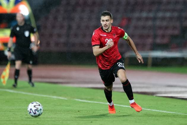ELBASAN 11.10.2021 MECZ ELIMINACJE MLODZIEZOWYCH MISTRZOSTW EUROPY U21, U 21 ALBANIA - SLOWENIA --- UEFA EUROPEAN UNDER-21 CHAMPIONSHIP 2023 QUALIFYING ROUND FOOTBALL MATCH: ALBANIA - SLOVENIA ERNEST MUCI FOT. PIOTR KUCZA FOTOPYK NEWSPIX.PL --- Newspix.pl  211011PYK0010