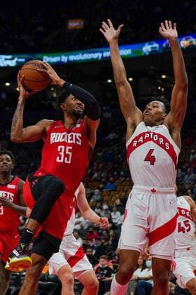 October 11, 2021, Toronto, on, Canada: Houston Rockets centre Christian Wood (35) drive the the basket against Toronto Raptors forward Scottie Barnes (4) during second half NBA, Basketball Herren, USA preseason basketball action in Toronto on Monday, Oct. 11, 2021. Canada News - October 11, 2021  - ZUMAc35_ 20211011_zaf_c35_055 Copyright: xEvanxBuhlerx