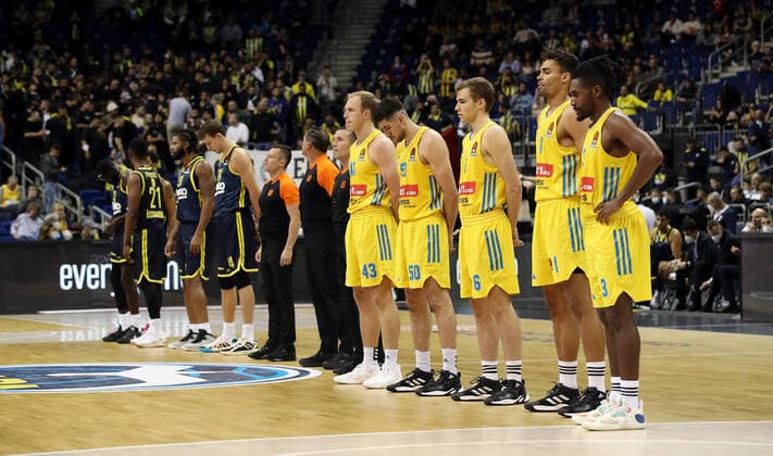 Teams before the start of the game Sports Basketball EuroLeague Men Season 2021 2022 12 10 2021 ALBA Berlin vs Fenerbahce Istanbul