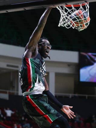 KAZAN, RUSSIA â€“ OCTOBER 12, 2021: UNICS Kazan s John Brown in a 2021-22 Euroleague Regular Season Round 3 basketball match between UNICS Kazan and Bayern Munich at Kazan Basket Hall. Yegor Aleyev TASS  TS113F36