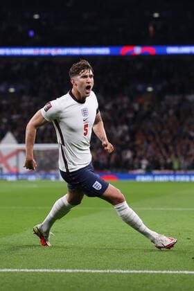 England gegen Ungarn 12. Oktober 2021, London Internationales Fußball-WM-Qualifikationsspiel England gegen Ungarn John Stones von England jubelt nach seinem 1. Tor Foto Charlotte Wilson Abseits London UK  Copyright: xCharlottexWilsonx xOffsidexOffside