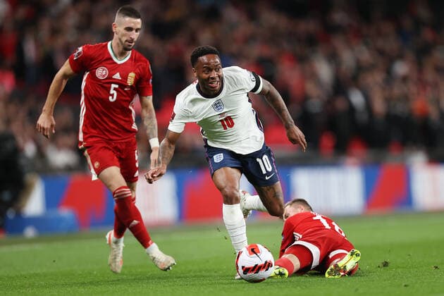 England gegen Ungarn 12. Oktober 2021, London Internationales Fußball-Weltmeisterschafts-Qualifikationsspiel England gegen Ungarn Raheem Sterling von England in Aktion Foto Charlotte Wilson Abseits London UK  Copyright: xCharlottexWilsonx xOffsidexOffside