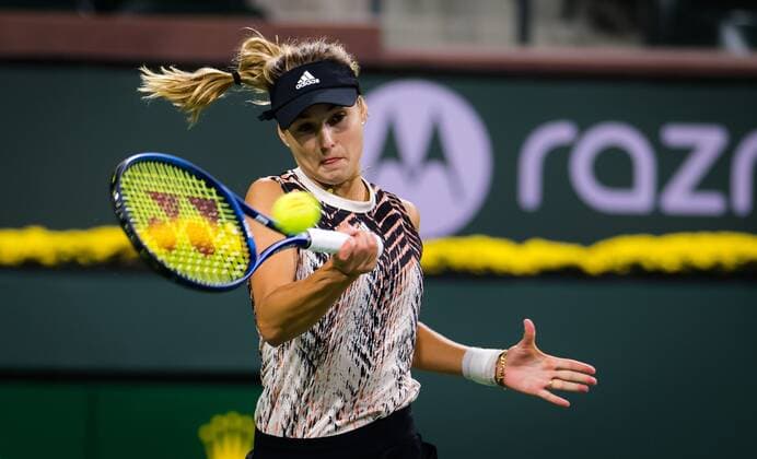 Mandatory Credit: Photo by Rob Prange Shutterstock (12524635fe) Anna Kalinskaya of Russia in action during the fourth round at the 2021 BNP Paribas Open WTA, Tennis Damen 1000 tennis tournament BNP Paribas Open, Tennis, Day 7, Indian Wells Tennis Garden, California, USA - 12 Oct 2021 BNP Paribas Open, Tennis, Day 7, Indian Wells Tennis Garden, California, USA - 12 Oct 2021 Copyright: xRobxPrange Shutterstockx 12524635fe