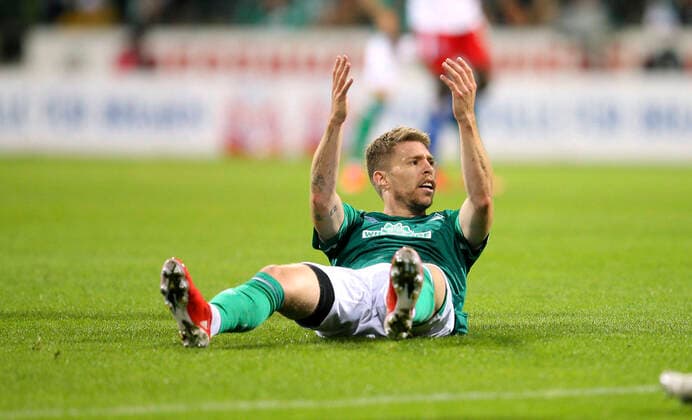 Photo on the ground is Mitchell Weiser Werder football 2 league on Sat 18 09 2021 Werder Breme Hamburger SV 0 2