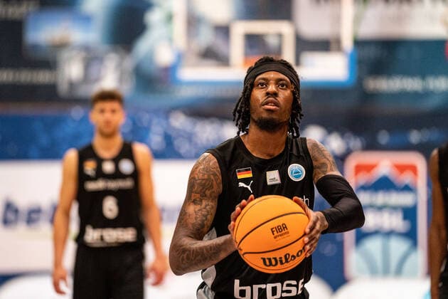 BASKETBALL - FIBA EC, Kapfenberg vs Bayreuth KAPFENBERG,AUSTRIA,13.OCT.21 - BASKETBALL - FIBA Europe Cup, Kapfenberg bulls vs Medi Bayreuth. Image shows Sacar Anim (Bayreuth).  GEPAxpictures xJohannesxFriedl