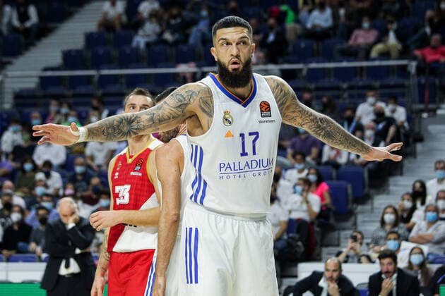 October 13, 2021, MADRID, MADRID, SPAIN: Vicent Poirier of Real Madrid in action during Turkish Airlines Euroleague basketball match between Real Madrid and A.S. Monaco at Wizink Center on October 13th, 2021 in Madrid, Spain. MADRID SPAIN - ZUMAa181 20211013_zaa_a181_074 Copyright: xIrinaxR.xHipolitox