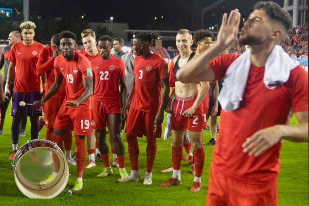 October 13, 2021, Toronto, on, Canada: Canada celebrates their 4-1 victory over Panama following World Cup qualifying action in Toronto, on Wednesday, October 13, 2021. Canada News - October 13, 2021  - ZUMAc35_ 20211013_zaf_c35_073 Copyright: xChrisxYoungx