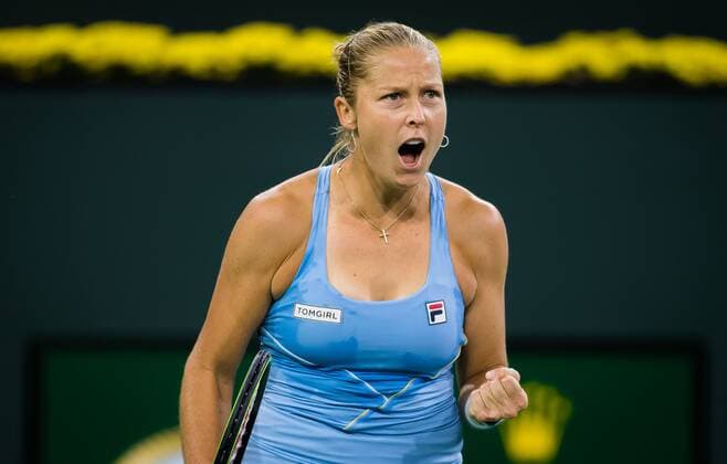 Mandatory Credit: Photo by Rob Prange Shutterstock (12524636an) Shelby Rogers of the United States in action during the quarter-finals of the 2021 BNP Paribas Open WTA, Tennis Damen 1000 tennis tournament BNP Paribas Open, Tennis, Day 8, Indian Wells Tennis Garden, California, USA - 13 Oct 2021 BNP Paribas Open, Tennis, Day 8, Indian Wells Tennis Garden, California, USA - 13 Oct 2021 Copyright: xRobxPrange Shutterstockx 12524636an