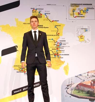PARIS, FRANCE - OCTOBER 14: Pogacar Tadej (SLO) of Uae Team Emirates during the route presentation of the 2022 Tour de France for men and women on October 14, 2021 in Paris, France, 14 10 2021 ( 2022 Tour de France & Tour de France Femmes route presentations PhotoNews Panoramic 