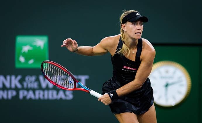 Mandatory Credit: Photo by Rob Prange Shutterstock (12524637bq) Angelique Kerber of Germany in action during the quarter-final at the 2021 BNP Paribas Open WTA, Tennis Damen 1000 tennis tournament BNP Paribas Open, Tennis, Day 9, Indian Wells Tennis Garden, California, USA - 14 Oct 2021 BNP Paribas Open, Tennis, Day 9, Indian Wells Tennis Garden, California, USA - 14 Oct 2021 Copyright: xRobxPrange Shutterstockx 12524637bq