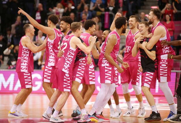 Telekom Baskets Bonn after win vs Fraport Skyliners Frankfurt easyCredit BBL 1 Bundesliga , 2021 2022 season , main round 4 matchday