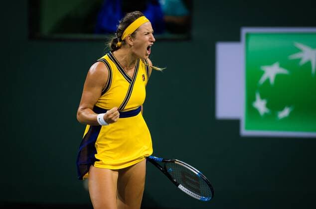 Mandatory Credit: Photo by Rob Prange Shutterstock (12524639l) Victoria Azarenka of Belarus in action during the semi-final of the 2021 BNP Paribas Open WTA, Tennis Damen 1000 tennis tournament BNP Paribas Open, Tennis, Day 10, Indian Wells Tennis Garden, California, USA - 15 Oct 2021 BNP Paribas Open, Tennis, Day 10, Indian Wells Tennis Garden, California, USA - 15 Oct 2021 Copyright: xRobxPrange Shutterstockx 12524639l
