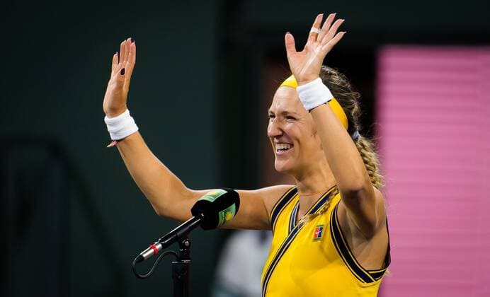 Mandatory Credit: Photo by Rob Prange Shutterstock (12524639ac) Victoria Azarenka of Belarus in action during the semi-final of the 2021 BNP Paribas Open WTA, Tennis Damen 1000 tennis tournament BNP Paribas Open, Tennis, Day 10, Indian Wells Tennis Garden, California, USA - 15 Oct 2021 BNP Paribas Open, Tennis, Day 10, Indian Wells Tennis Garden, California, USA - 15 Oct 2021 Copyright: xRobxPrange Shutterstockx 12524639ac