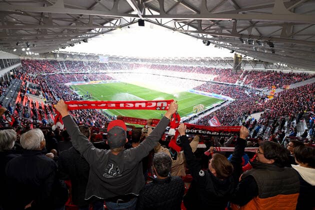 Football 1 Bundesliga Season 2021 2022 8 Matchday SC Freiburg RB Leipzig 16 10 2021 Stadium overview at the first Bundesliga match in the Europa Park Stadium in Freiburg, the new arena offers space for 34700 fans.