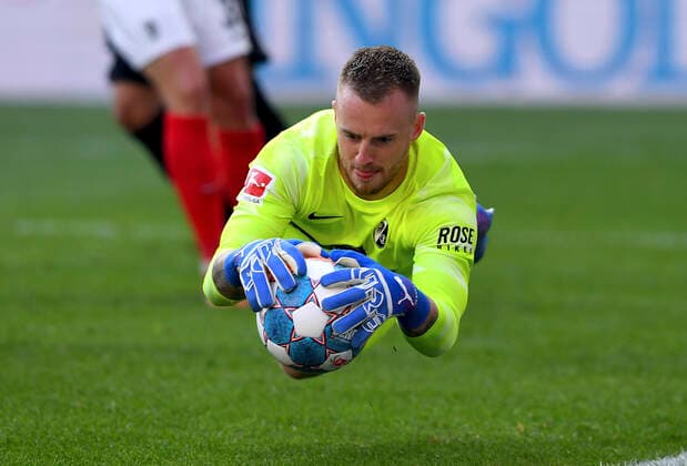 Football 1 Bundesliga Season 2021 2022 8 Matchday SC Freiburg RB Leipzig 16 10 2021 Goalkeeper Mark Flekken SC Freiburg