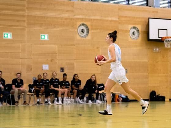 Duesseldorf, Germany, October 16 Anja Fuchs-Robetin ( 8 Capitol Bascats ) controls the ball during the 1. Toyota Damen Basketball Bundesliga game between the Capitol Bascats Duesseldorf and SNP Bascats USC Heidelberg at Wekita Sportarena in Duesseldorf Tatjana Herzberg SPP Capitol Bascats Duesseldorf v SNP Bascats USC Heidelberg, 1. Toyota Damen Basketball Bundes Game, Wekita Sportarena 