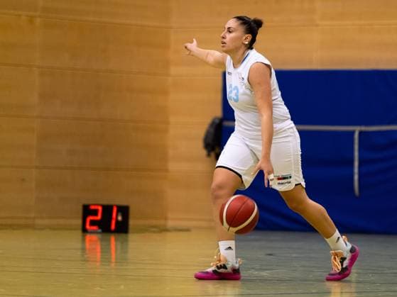 Duesseldorf, Germany, October 16 Evgenia Kollatou ( 23 Capitol Bascats ) goes forward during the 1. Toyota Damen Basketball Bundesliga game between the Capitol Bascats Duesseldorf and SNP Bascats USC Heidelberg at Wekita Sportarena in Duesseldorf Tatjana Herzberg SPP Capitol Bascats Duesseldorf v SNP Bascats USC Heidelberg, 1. Toyota Damen Basketball Bundes Game, Wekita Sportarena 