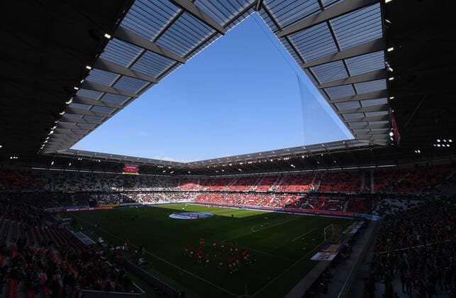 Football 1 Bundesliga Season 2021 2022 8 Matchday SC Freiburg RB Leipzig 16 10 2021 Interior view of the Europa Park Stadium in Freiburg, at the first Bundesliga match in the new arena, which offers space for 34700 fans.