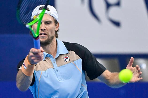 Italian Andreas Seppi pictured in action during a match between Italian Seppi and Belgian Onclin, in the qualifications for the European Open Tennis ATP, Tennis Herren tournament, in Antwerp, Sunday 17 October 2021. LAURIExDIEFFEMBACQ  x3114536x