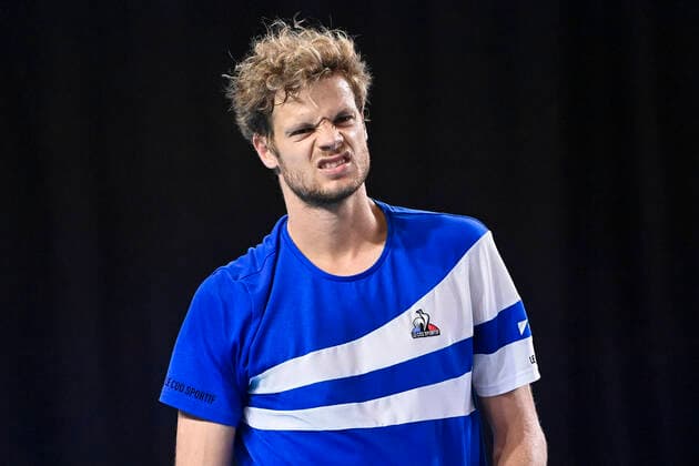 German Yannick Hanfmann looks dejected during a match between German Hanfmann and Swiss Laaksonen, in the qualifications for the European Open Tennis ATP, Tennis Herren tournament, in Antwerp, Sunday 17 October 2021. LAURIExDIEFFEMBACQ  x3114986x