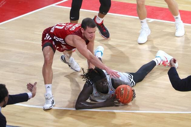 Bayerns 31 Zan Mark SISKO vs Giessens 1 NUMI basketball, FC Bayern Giessen, Bundesliga, 2021 2022 season, on 17 10 2021 in Munich, A U D I D O M E, Germany source copyright credit Oryk HAIST x1DX34740.JPGx