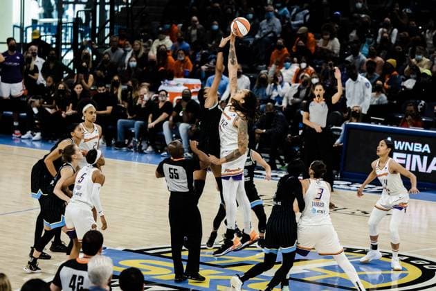 South Loop Tipoff between the Chicago Sky and Phoenix Mercury on October 17, 2021 at Wintrust Arena Shaina Benhiyoun SPP Women?s National Basketball Association Finals Game 4 - Chicago Sky vs Phoenix Mercury - Wintrust Arena 