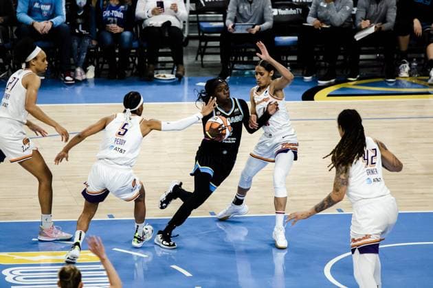 South Loop Kahleah Copper 2, Chicago Sky in action during the game on October 17, 2021 at Wintrust Arena Shaina Benhiyoun SPP Women?s National Basketball Association Finals Game 4 - Chicago Sky vs Phoenix Mercury - Wintrust Arena 