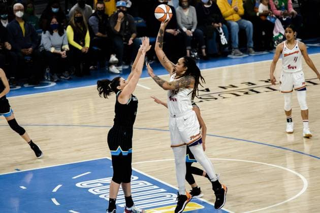 South Loop Brittney Griner 42 Phoenix Mercury in action during the game on October 17, 2021 at Wintrust Arena Shaina Benhiyoun SPP Women?s National Basketball Association Finals Game 4 - Chicago Sky vs Phoenix Mercury - Wintrust Arena 