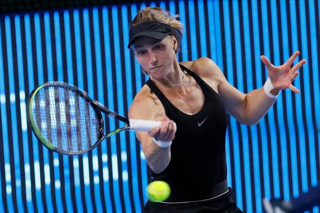 VTB Kremlin Cup 2021 International Tennis Tournament Liudmila Samsonova of Russia returns the ball to Ajla Tomljanovic of Australia during the women s singles Round of 32 tennis match of the WTA, Tennis Damen 500 VTB Kremlin Cup 2021 International Tennis Tournament at the Irina Viner-Usmanova Gymnastics Palace on October 18, 2021 in Moscow, Russia. Moscow Russia kireev-notitle211018_npGF6  Copyright: xMikexKireevx