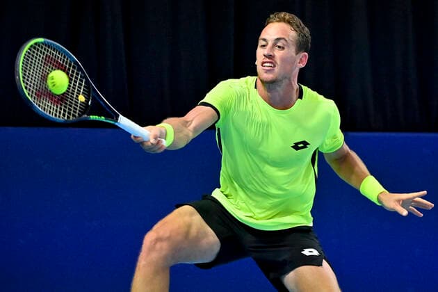 Spanish Roberto Carballes Baena pictured during a match between Spanish Carballes Baena and Swiss Laaksonen, in the first round of the European Open Tennis ATP, Tennis Herren tournament, in Antwerp, Monday 18 October 2021. DIRKxWAEM  x3116304x
